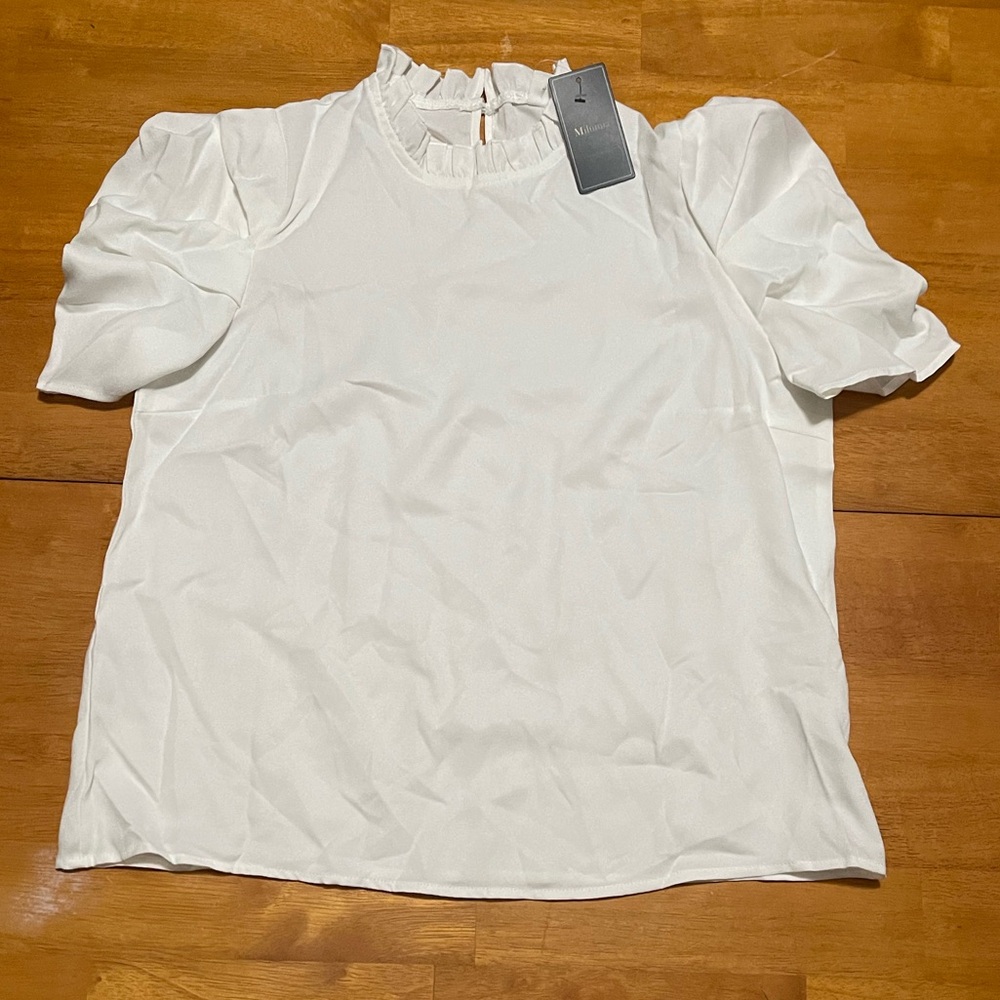 NWT!!!   White Ruffled Blouse